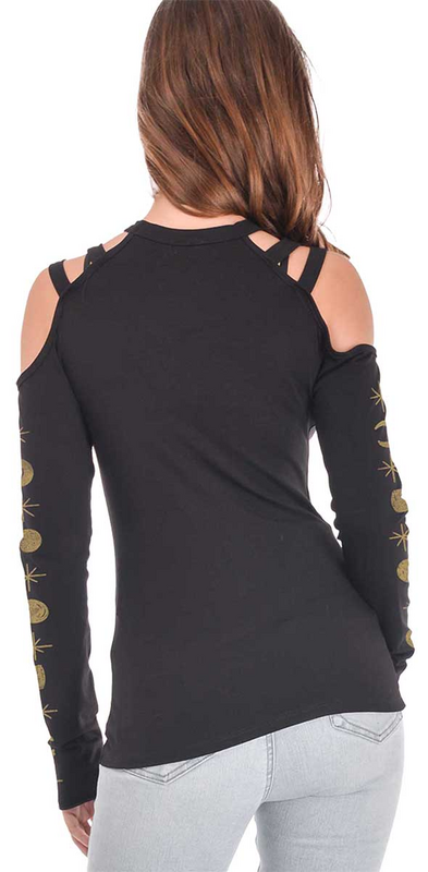 T-shirt manches longues  de Outer Vision - Étoiles & Lune - S à 4XL - pour Femme - noir - Outer Vision - View 2