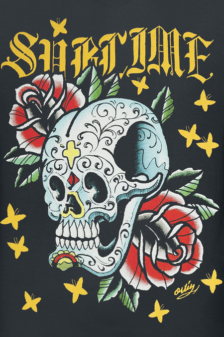 T-Shirt Manches courtes  de Sublime - Flowers Skull - S à 3XL - pour Homme - noir - Sublime - View 2