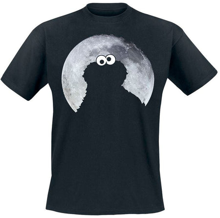 T-Shirt Manches courtes  de Sesame Street - Cookie Monster - Moonlight - Heavyweight - S à 5XL - pour Homme - noir - Sesame Street