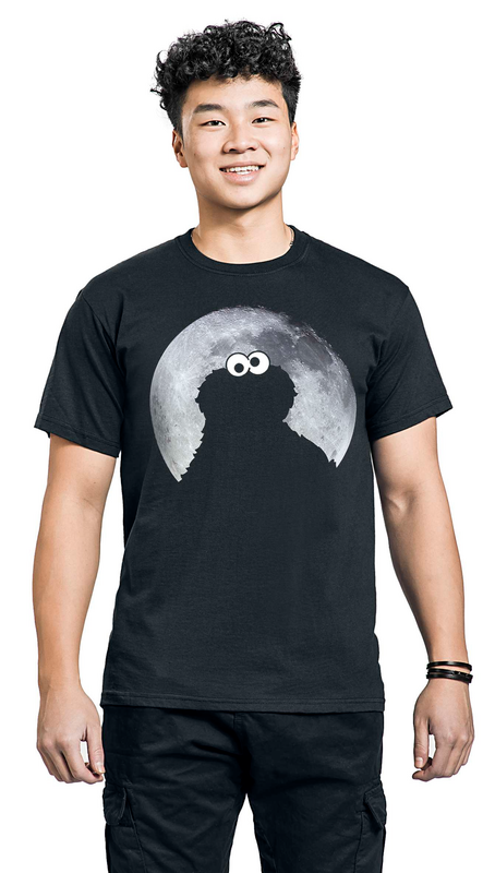 T-Shirt Manches courtes  de Sesame Street - Cookie Monster - Moonlight - Heavyweight - S à 5XL - pour Homme - noir - Sesame Street - View 2