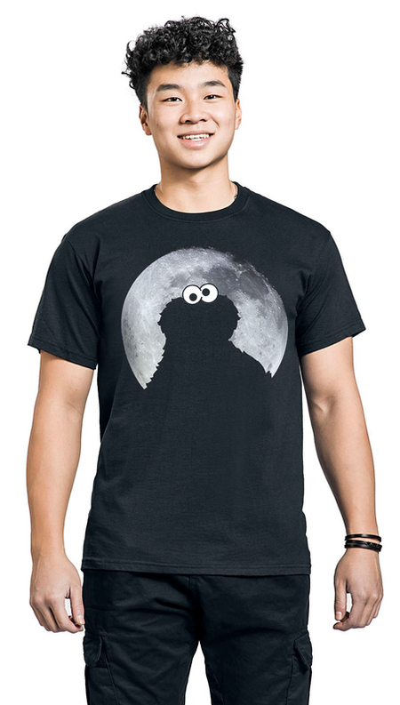 T-Shirt Manches courtes  de Sesame Street - Cookie Monster - Moonlight - Heavyweight - S à 5XL - pour Homme - noir - Sesame Street - View 2