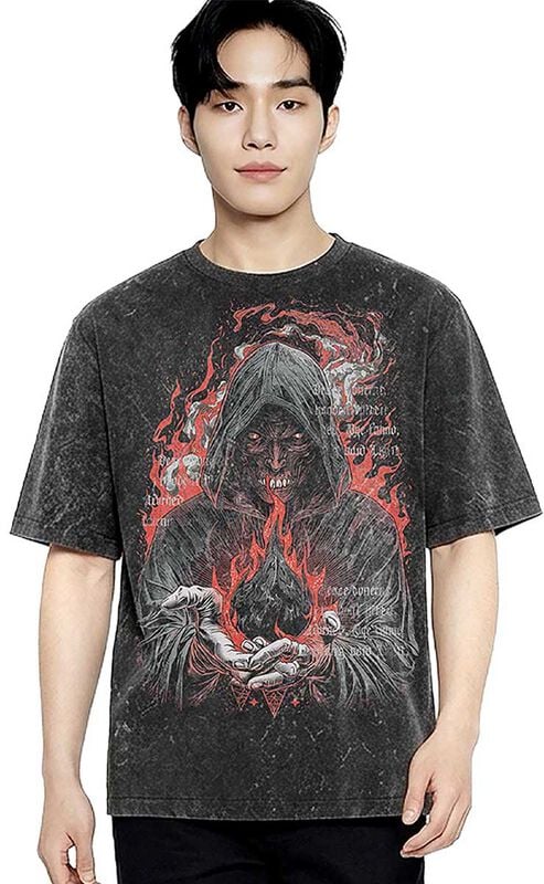 T-Shirt Oversize  de Outer Vision - The Black Flame Bearer - Oversize - S à XXL - pour Femme - gris - Outer Vision