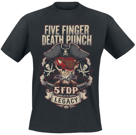 T-Shirt Manches courtes  de Five Finger Death Punch - Jollyroger - S à 5XL - pour Homme - noir - Five Finger Death Punch
