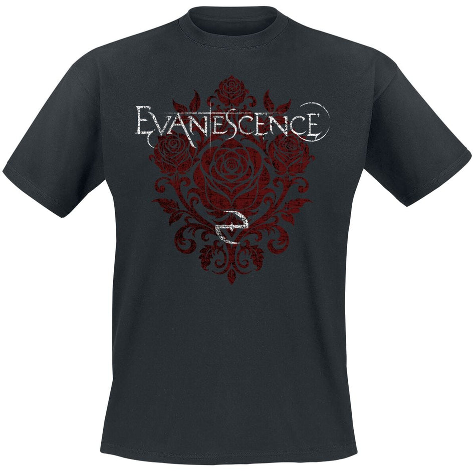 T-Shirt Manches courtes  de Evanescence - Red Rose Logo - S à 4XL - pour Homme - noir - Evanescence