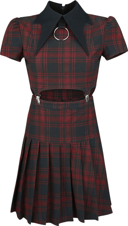 Robe courte  de Killstar - Exklusive Tartan Collection – Darita Suspender Dress - XS à XXL - pour Femme - rouge - Killstar