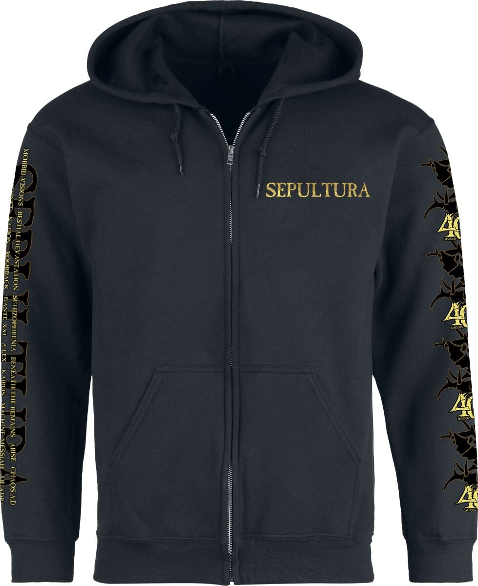 Sweat-shirt zippé à capuche  de Sepultura - Diskography - S à 5XL - pour Homme - noir - Sepultura