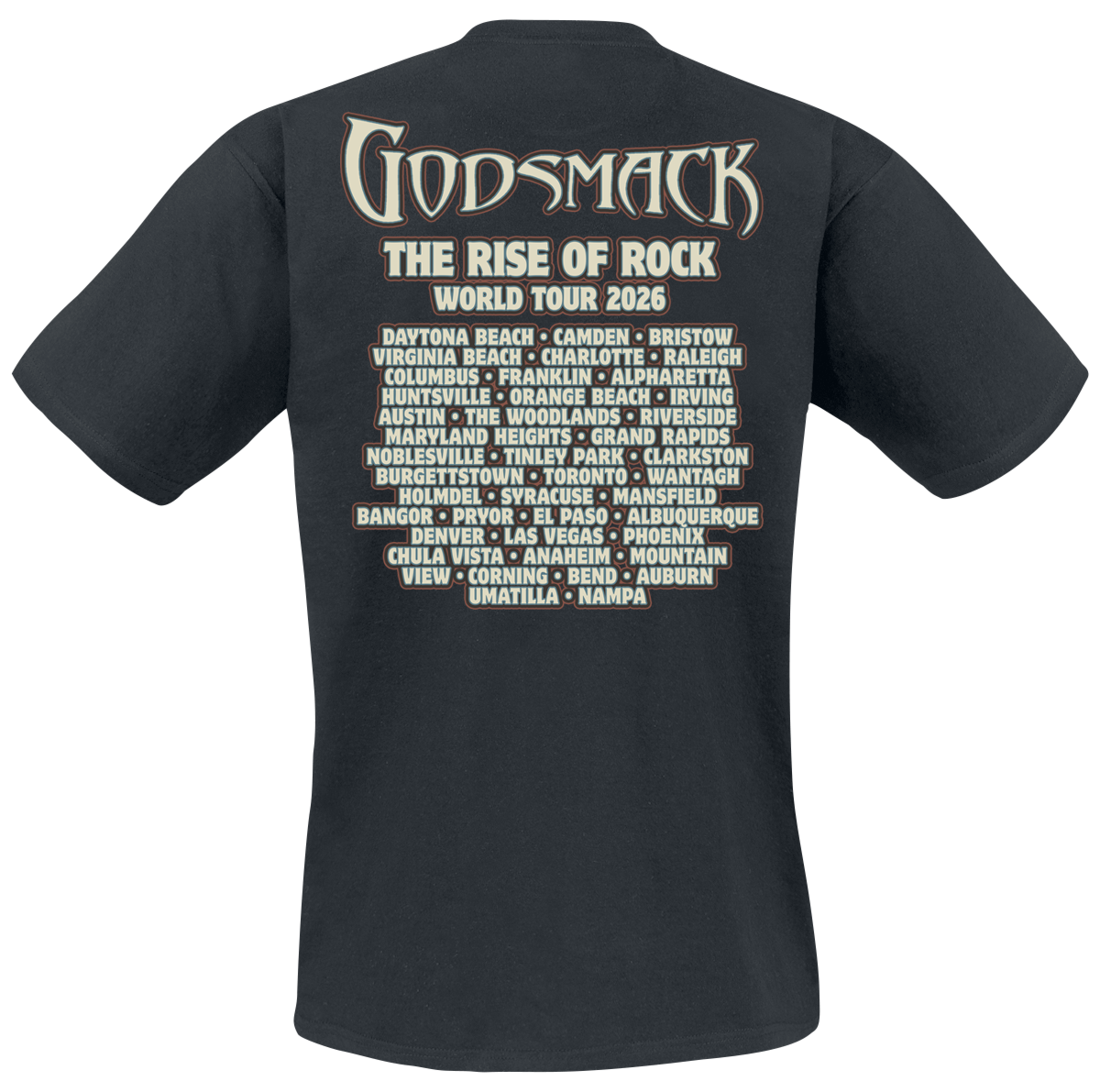 T-Shirt Manches courtes  de Godsmack - The Rise Of Rock Mouth World Tour - M à XXL - pour Homme - noir - Godsmack - View 2