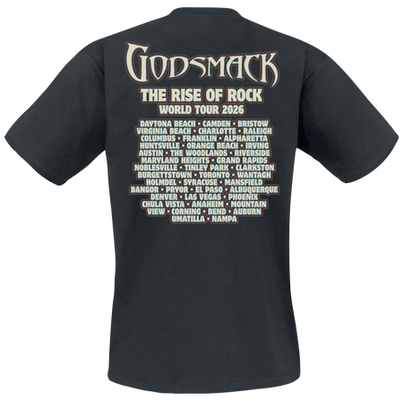 T-Shirt Manches courtes  de Godsmack - The Rise Of Rock Mouth World Tour - M à XXL - pour Homme - noir - Godsmack - View 2
