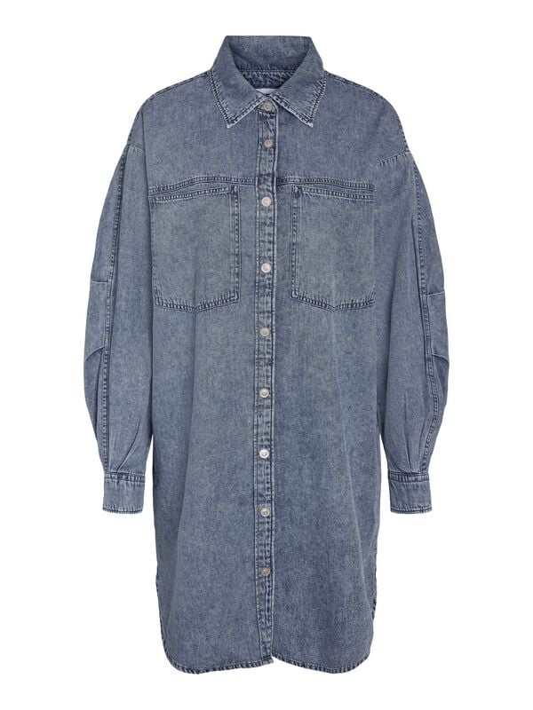 Robe mi-longue  de Noisy May - NMENZA RICA LS SHIRT DRESS MG004MB NOOS - XS à XL - pour Femme - bleu - Noisy May