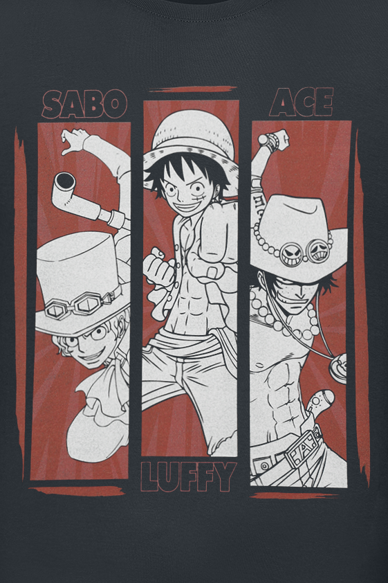T-Shirt Manches courtes  de One Piece - Ruffy, Sabo And Ace - S à XXL - pour Homme - noir - One Piece - View 2