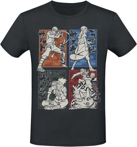 T-Shirt Manches courtes  de Naruto - Shippuden - Personnages - S à XXL - pour Homme - noir - Naruto