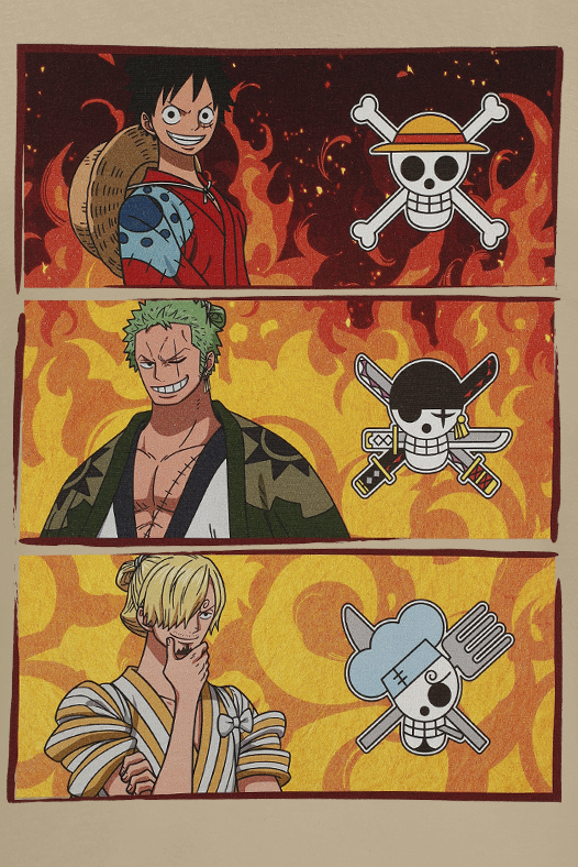 T-Shirt Manches courtes  de One Piece - Ruffy, Zoro And Sanji - S à XXL - pour Homme - sable - One Piece - View 2