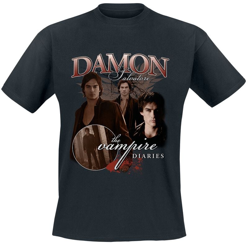 T-Shirt Manches courtes  de The Vampire Diaries - The Vampire Diaries Damon - S à 3XL - pour Unisexe - noir - The Vampire Diaries