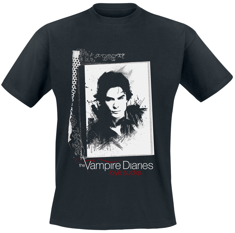T-Shirt Manches courtes  de The Vampire Diaries - Vampire Diaries Damon In Frame - S à 3XL - pour Unisexe - noir - The Vampire Diaries - View 2