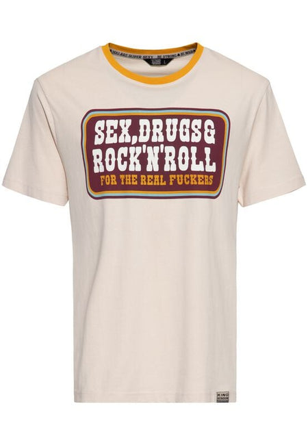 T-Shirt Manches courtes  de King Kerosin - Sex, Drugs & Rock’n’Roll - S à 5XL - pour Homme - beige - King Kerosin