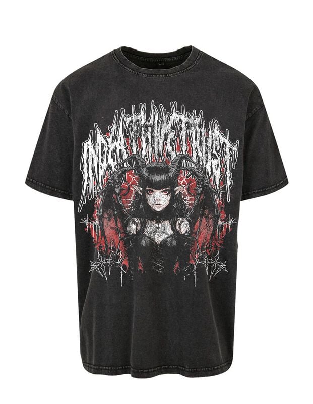 T-Shirt Oversize  de In Death We Trust - T-Shirt Oversize Unisexe Anthracite InDeathWeTrust Red Demon - S à 3XL - pour Homme - noir - In Death We Trust