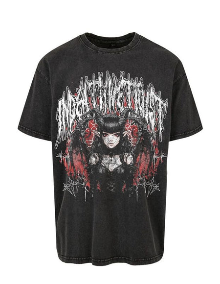 T-Shirt Oversize  de In Death We Trust - T-Shirt Oversize Unisexe Anthracite InDeathWeTrust Red Demon - S à 3XL - pour Homme - noir - In Death We Trust