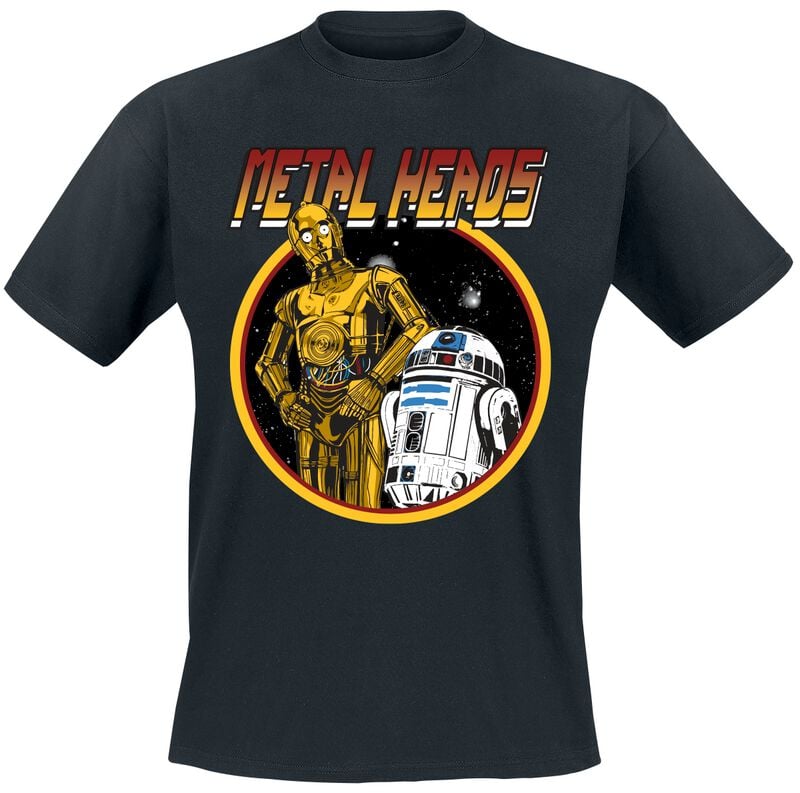 T-Shirt Manches courtes Disney de Star Wars - R2-D2 & C-3PO - Metal Heads - M à XXL - pour Homme - noir - Star Wars