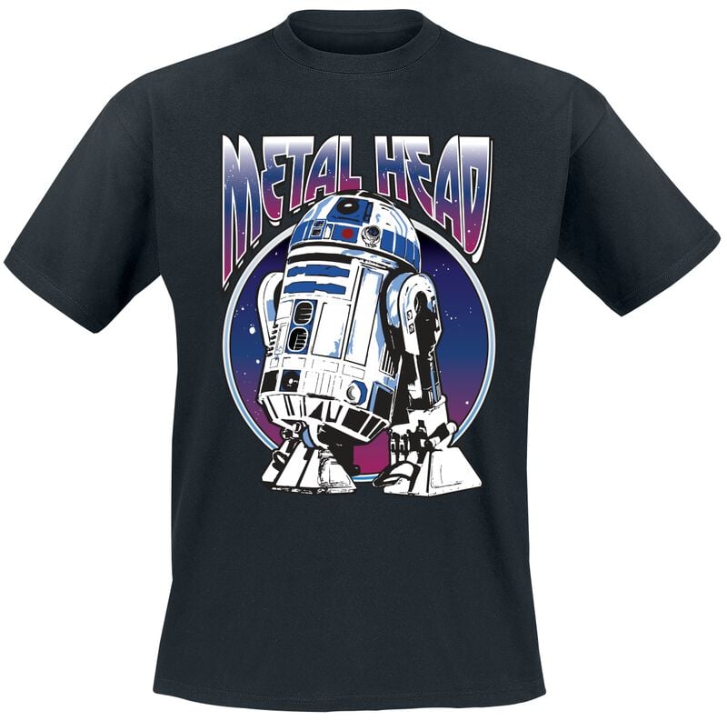 T-Shirt Manches courtes Disney de Star Wars - R2-D2 - Metal Head - M à XXL - pour Homme - noir - Star Wars