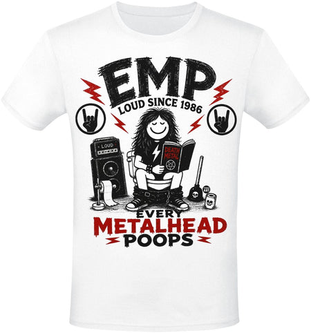 T-Shirt Manches courtes Fun de Todd Goldman - EMP: Every Metalhead Poops - M à 3XL - pour Homme - blanc - Todd Goldman