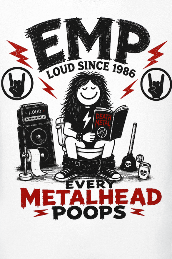 T-Shirt Manches courtes Fun de Todd Goldman - EMP: Every Metalhead Poops - M à 3XL - pour Homme - blanc - Todd Goldman - View 2