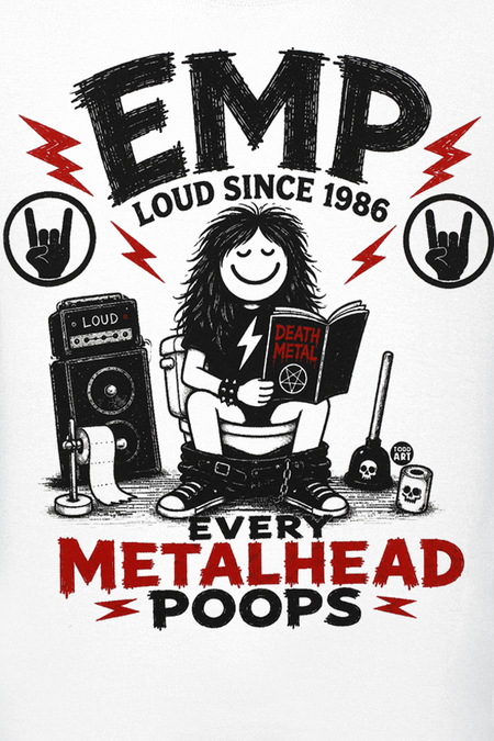 T-Shirt Manches courtes Fun de Todd Goldman - EMP: Every Metalhead Poops - M à 3XL - pour Homme - blanc - Todd Goldman - View 2