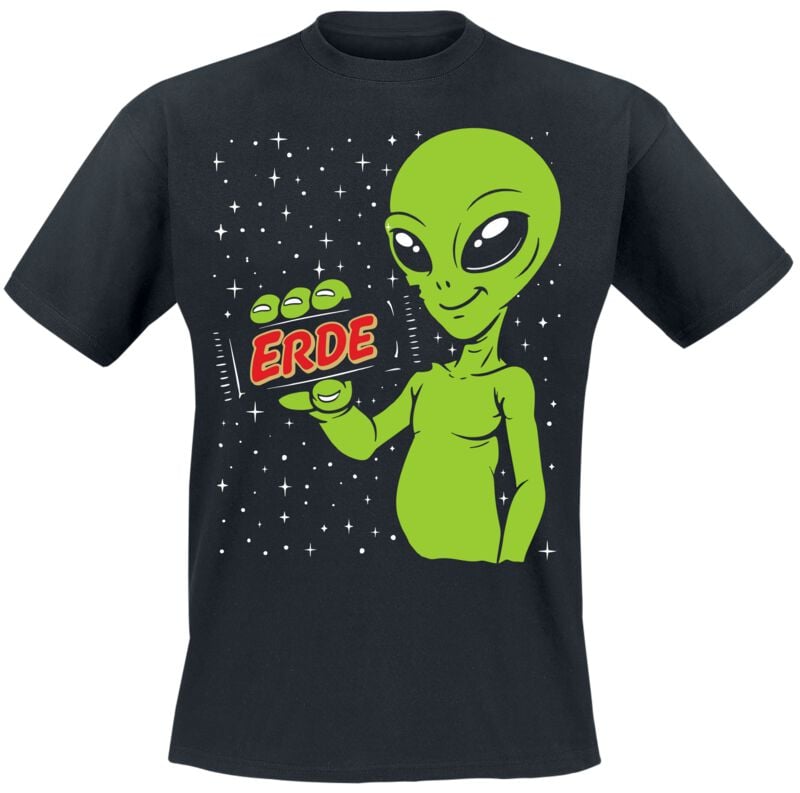 T-Shirt Manches courtes Fun de Slogans - Alien Erde - M à 3XL - pour Homme - noir - Slogans