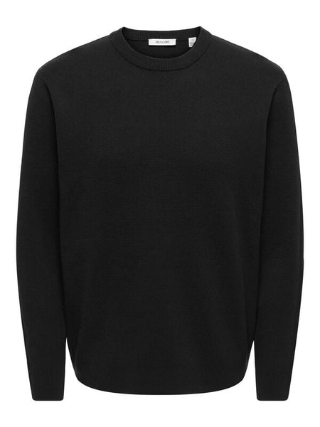Pull tricoté  de ONLY and SONS - ONSTING RLX CREW NECK KNIT NOOS - S à XXL - pour Homme - noir - ONLY and SONS