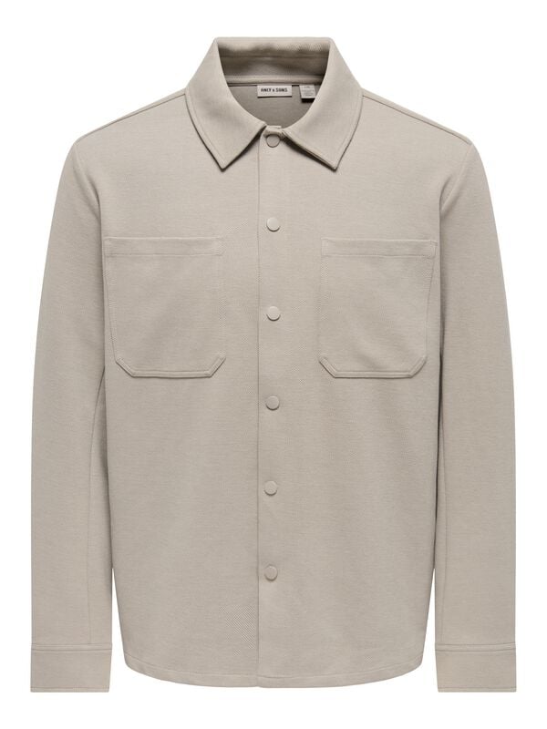 Chemise manches longues  de ONLY and SONS - ONSNEWKODYL LS PATCH PKT OVERSHIRT NOOS - L à XL - pour Homme - beige - ONLY and SONS