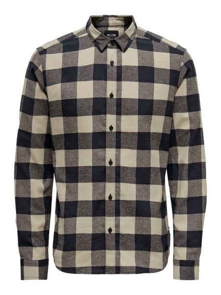 Chemise manches longues  de ONLY and SONS - ONSGUDMUND LS CHECKED SHIRT NOOS - S à L - pour Homme - marine - ONLY and SONS
