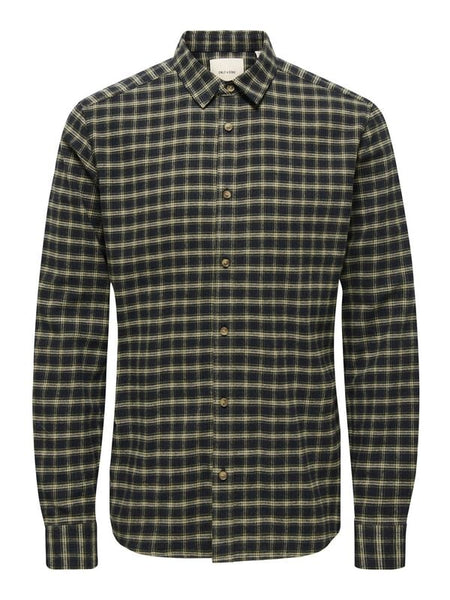 Chemise manches longues  de ONLY and SONS - ONSGUDMUND LS CHECKED SHIRT NOOS - S à XXL - pour Homme - noir - ONLY and SONS