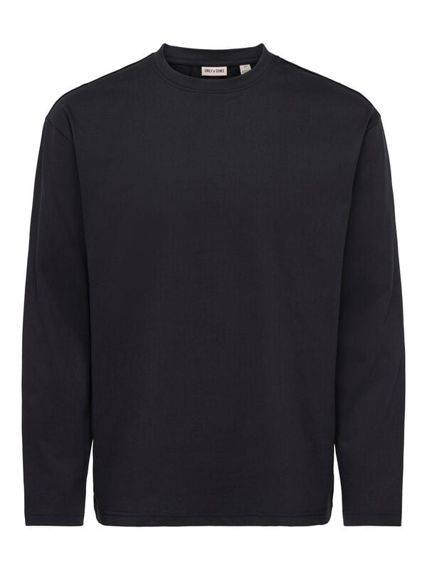 T-shirt manches longues  de ONLY and SONS - ONSFRED LIFE RLX LS TEE NOOS - S à XXL - pour Homme - noir - ONLY and SONS