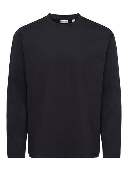 T-shirt manches longues  de ONLY and SONS - ONSFRED LIFE RLX LS TEE NOOS - S à XXL - pour Homme - noir - ONLY and SONS