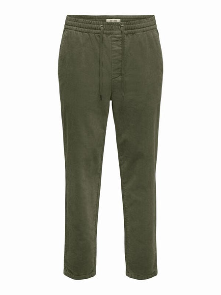 Pantalon en toile  de ONLY and SONS - ONSLINUS TAP CORDUROY 0185 NOOS - Pantalon - S à XXL - pour Homme - vert - ONLY and SONS