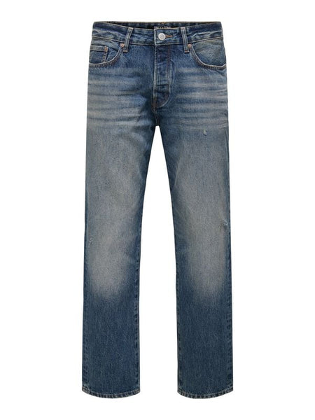 Jean  de ONLY and SONS - ONSEDGE STR DB DESTROY 6642 TAI DNM - W28L32 à W36L32 - pour Homme - bleu - ONLY and SONS