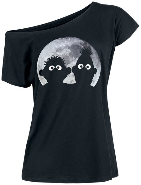 T-Shirt Manches courtes  de Sesame Street - Ernie und Bert - Moonlight - S à XXL - pour Femme - noir - Sesame Street