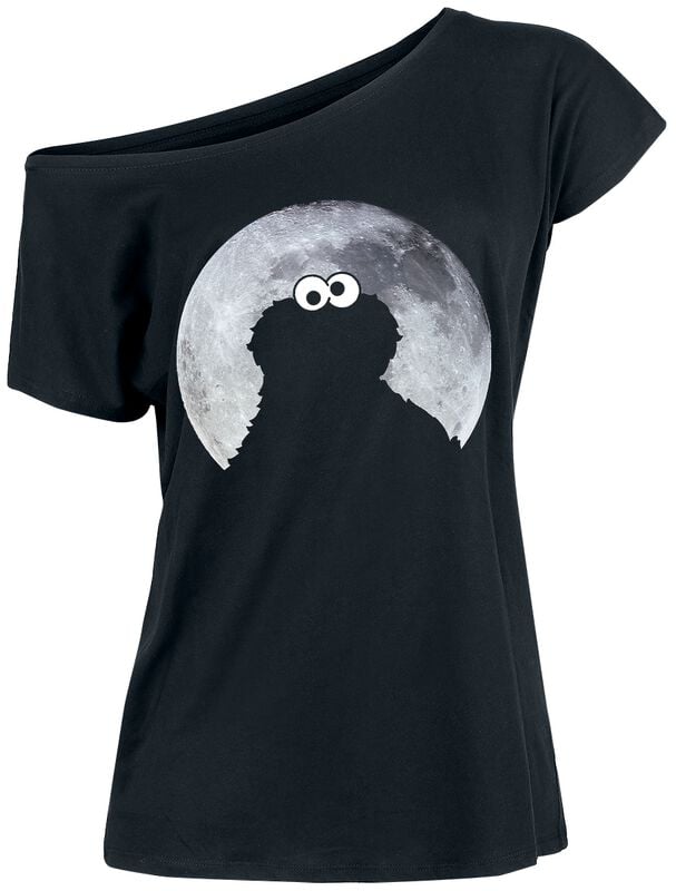 T-Shirt Manches courtes  de Sesame Street - Krümelmonster - Cookie Monster - Moonlight - S à XXL - pour Femme - noir - Sesame Street