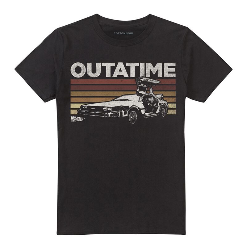 T-Shirt Manches courtes  de Retour Vers Le Futur - DeLorean - Rayures Rétro - M à 5XL - pour Homme - noir - Retour Vers Le Futur