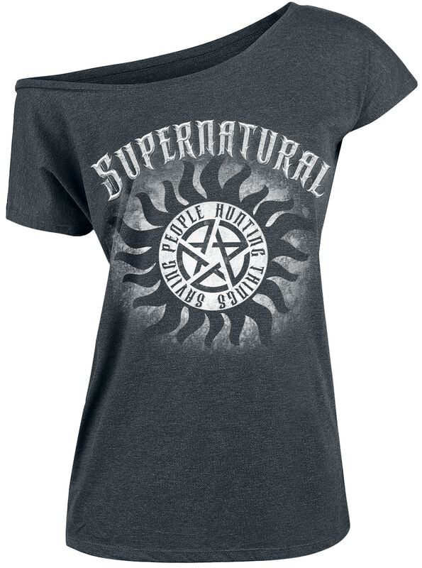 T-Shirt Manches courtes  de Supernatural - Metal Logo - S à 5XL - pour Femme - gris sombre chiné - Supernatural
