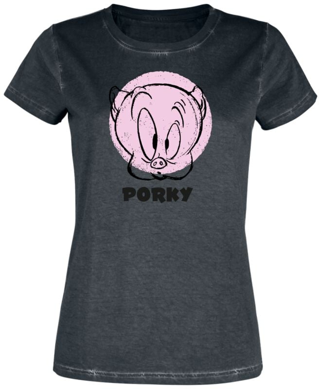 T-Shirt Manches courtes  de Looney Tunes - Porky Pig - XS à 5XL - pour Femme - noir - Looney Tunes