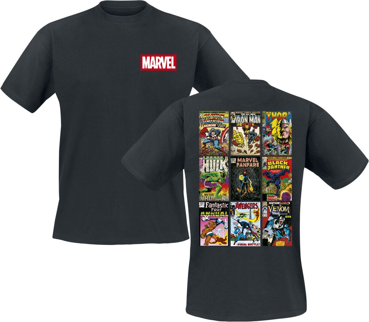 T-Shirt Manches courtes Disney de Marvel - Comic Book Covers - S à XXL - pour Homme - noir - Marvel