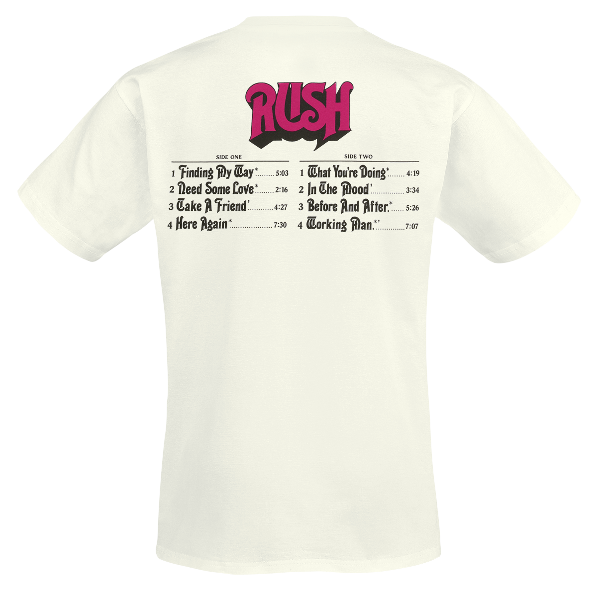 T-Shirt Manches courtes  de Rush - Logo Tracklist - S à XXL - pour Homme - blanc - Rush - View 2