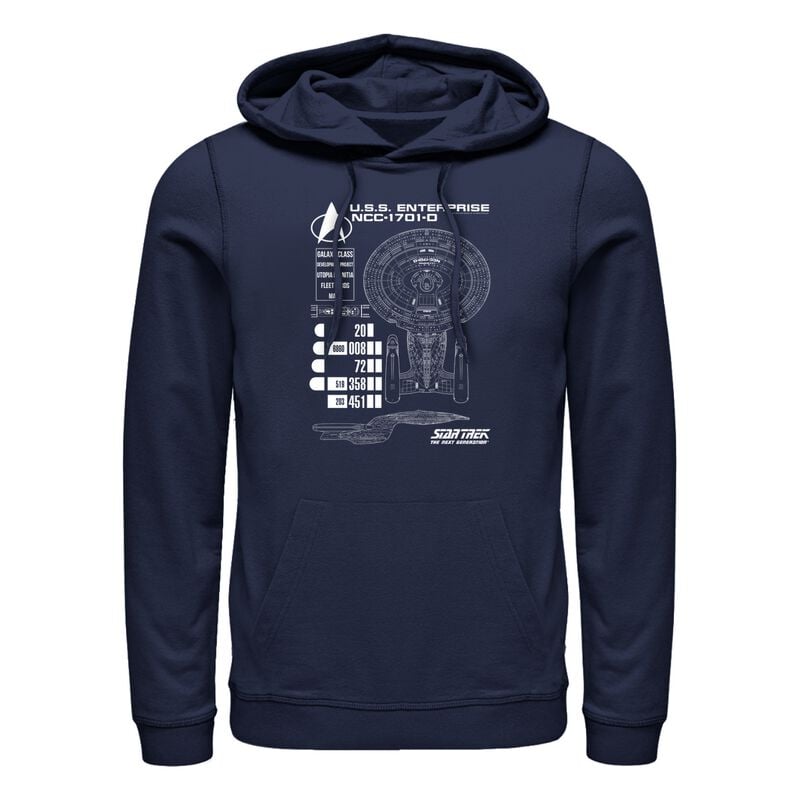 Sweat-shirt à capuche  de Star Trek - Ship Schematics - S à 3XL - pour Homme - marine - Star Trek
