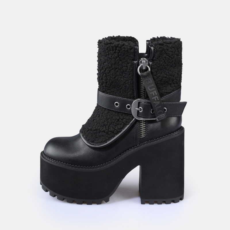 Bottes  de Buffalo - KILLAH FOLD BOOT WARM - VEGAN NAPPA/FUR - BLACK - EU36 à EU42 - pour Femme - noir - Buffalo - View 2