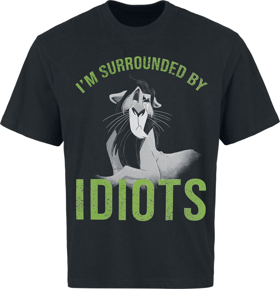 T-Shirt Oversize Disney de Le Roi Lion - Scar - I'm Surrounded By Idiots - S à XXL - pour Homme - noir - Le Roi Lion