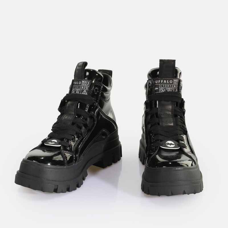 Bottes  de Buffalo - ASPHA NC MID - VEGAN PATENT - BLACK - EU37 à EU42 - pour Femme - noir - Buffalo