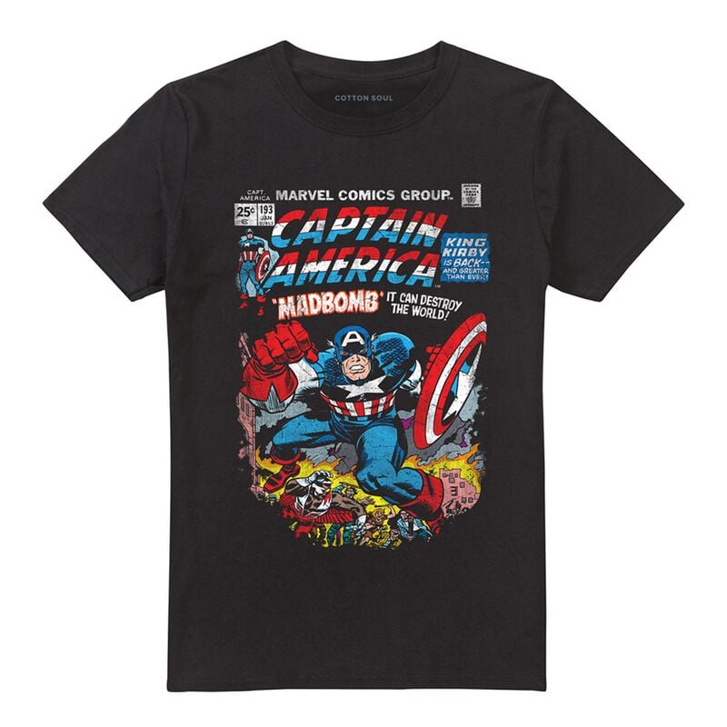 T-Shirt Manches courtes  de Marvel - Captain America Retro Comic Cover - M à 3XL - pour Homme - noir - Marvel