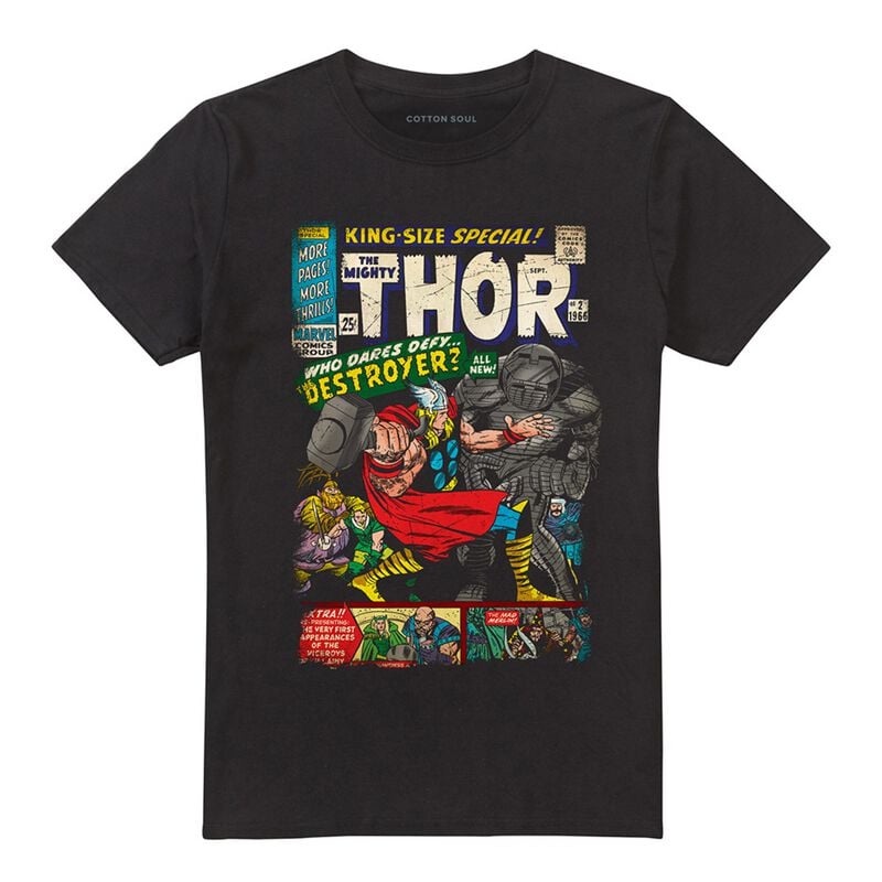 T-Shirt Manches courtes  de Marvel - Thor Retro Comic Cover - M à 3XL - pour Homme - noir - Marvel