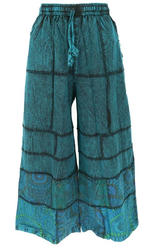 Pantalon en toile  de Guru-Shop - Palazzohose, Boho Patchworkhose - S à XL - pour Femme - bleu - Guru-Shop
