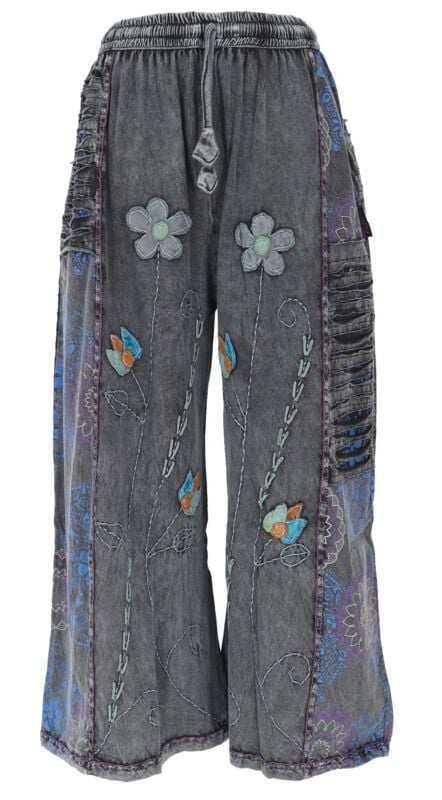 Pantalon en toile  de Guru-Shop - Palazzohose, Boho Patchwork Baumwollhose - S à XL - pour Femme - multicolore - Guru-Shop